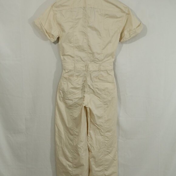 Zara Utility Jumpsuit Beige Short Sleeve Zip Front Size xs - Picture 7 of 10